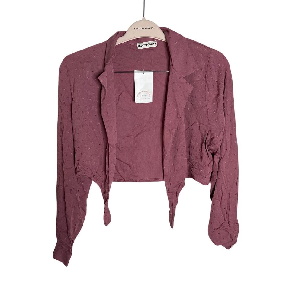 NWT Dippin Daisy’s S Georgia Mauve Long Sleeve Tie Front Beach Coverup Crop Top